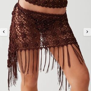 Frankies Bikini Hendrix Crochet Skirt in Brown
